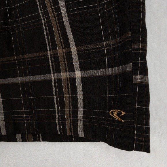 O'Neill Shorts Men's 31 Brown Plaid 11 Inch Inseam Flat Front - Picture 3 of 14